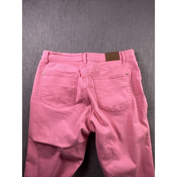 Judy Blue Jeans Women's 16W Garment Dyed Raw Hem Capris Hot Pink City Preppy - Picture 11 of 13